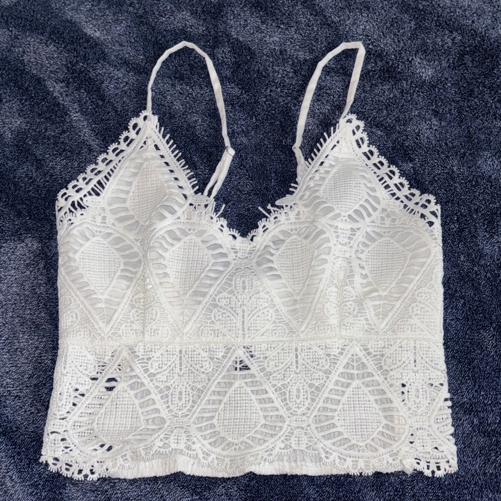 Say What? White Lace crop Camisole Top